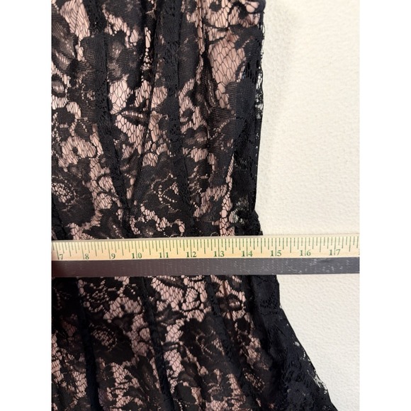 Women's Dress, Size 10, Black Floral Lace Fit and Flare Dress Pink Lining - Picture 2 of 9
